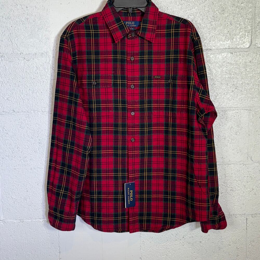 Polo Ralph Lauren Classic Fit Plaid Oxford Shirt red multi, Large  $125